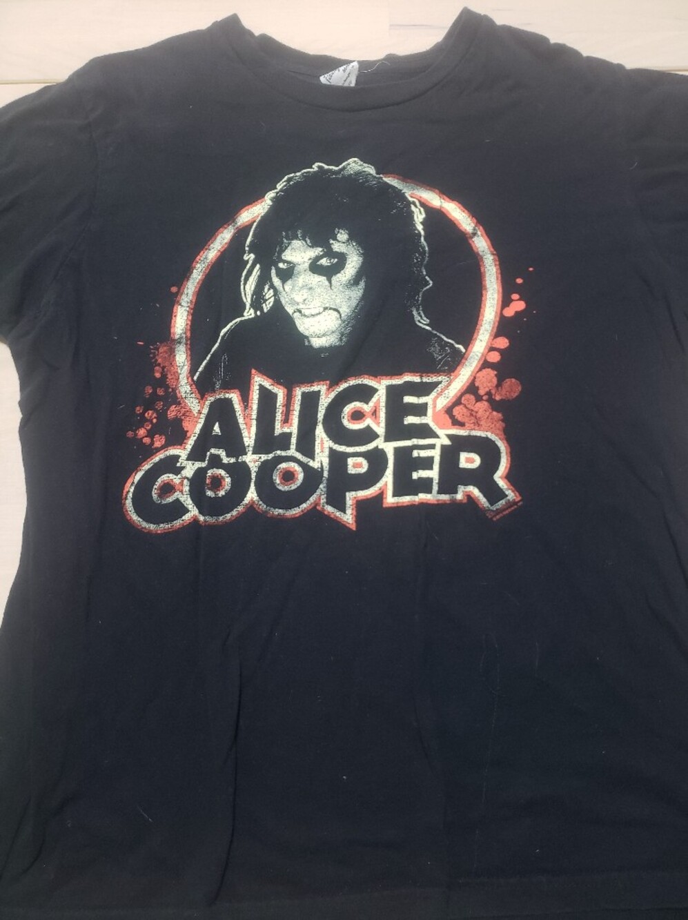 Pacifica Black Alice Cooper Graphic Tee with Red Accents
